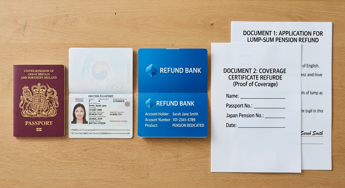 Example of documents to prepare for your passport, bank information, and pension number